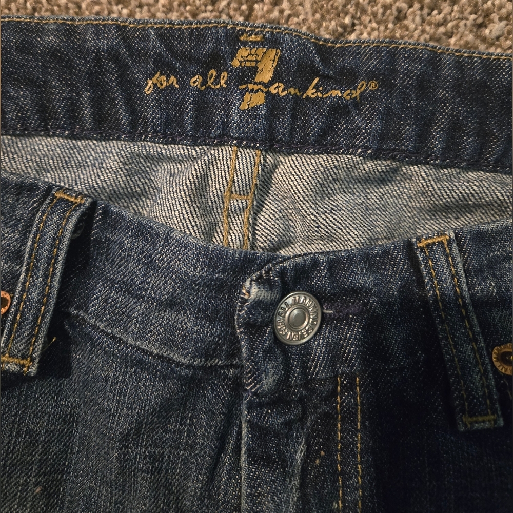 7 For All Mankind Dark Blue Denim Jeans - Picture 2 of 5